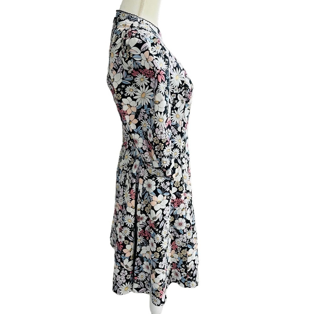 Rachel Parcell Size Small Black Floral Cotton Puff Sleeve Retro Minidress NWT - Picture 11 of 16